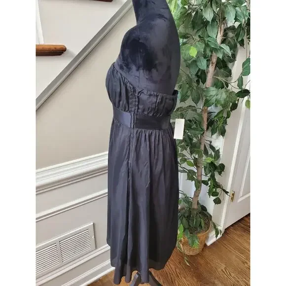 Gap Women's Black Solid Cotton Off The Shoulder Casual Knee Length Dress Size 12 - Picture 5 of 13